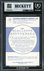 Ken Griffey Jr. Autographed 1987 Bellingham Rookie Card #15 Seattle Mariners BGS 9 Auto Grade Gem Mint 10 Beckett BAS #20520234