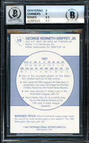 Ken Griffey Jr. Autographed 1987 Bellingham Rookie Card #15 Seattle Mariners BGS 9 Auto Grade Gem Mint 10 Beckett BAS #14727250