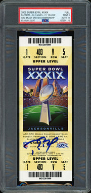 Tom Brady Autographed 2005 Super Bowl XXXIX Full Ticket New England Patriots PSA 9 Auto Grade Gem Mint 10 PSA/DNA #167394178