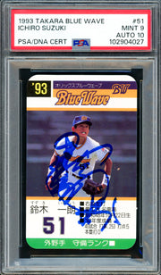 Ichiro Suzuki Autographed 1993 Takara Rookie Card #51 Orix BlueWave PSA 9 Auto Grade Gem Mint 10 "#51" (In Kanji) PSA/DNA #102904027