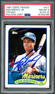 Ken Griffey Jr. Autographed 1989 Topps Traded Tiffany Rookie Card #41T Seattle Mariners PSA 8 Auto Grade Gem Mint 10 PSA/DNA #161449166