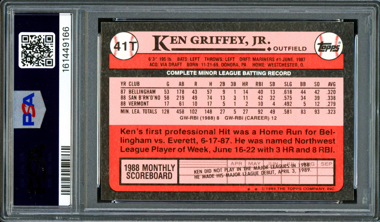 Ken Griffey Jr. Autographed 1989 Topps Traded Tiffany Rookie Card #41T Seattle Mariners PSA 8 Auto Grade Gem Mint 10 PSA/DNA #161449166