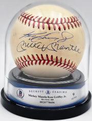 Mickey Mantle & Ken Griffey Jr. Autographed Official AL Baseball Auto Grade Mint 9 Beckett BAS #20778606
