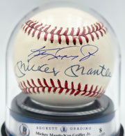 Mickey Mantle & Ken Griffey Jr. Autographed Official AL Baseball Auto Grade Near Mint/Mint 8 Beckett BAS #20779705