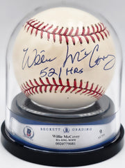 Willie McCovey Autographed Official NL Baseball San Francisco Giants Auto Grade Mint 9 "521 HR's" Beckett BAS #20779081
