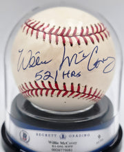 Willie McCovey Autographed Official NL Baseball San Francisco Giants Auto Grade Mint 9 "521 HR's" Beckett BAS #20779081