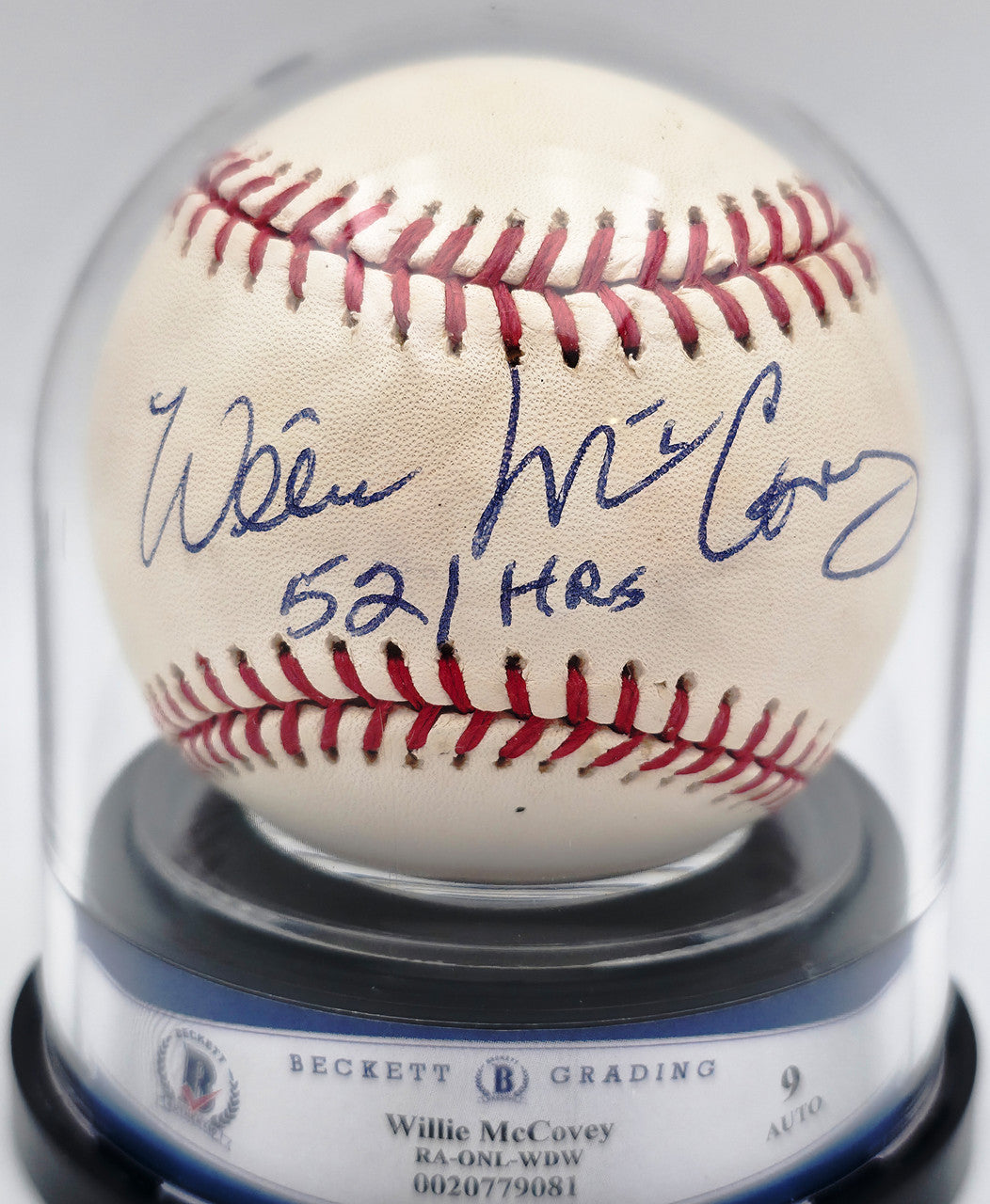 Willie McCovey Autographed Official NL Baseball San Francisco Giants Auto Grade Mint 9 "521 HR's" Beckett BAS #20779081