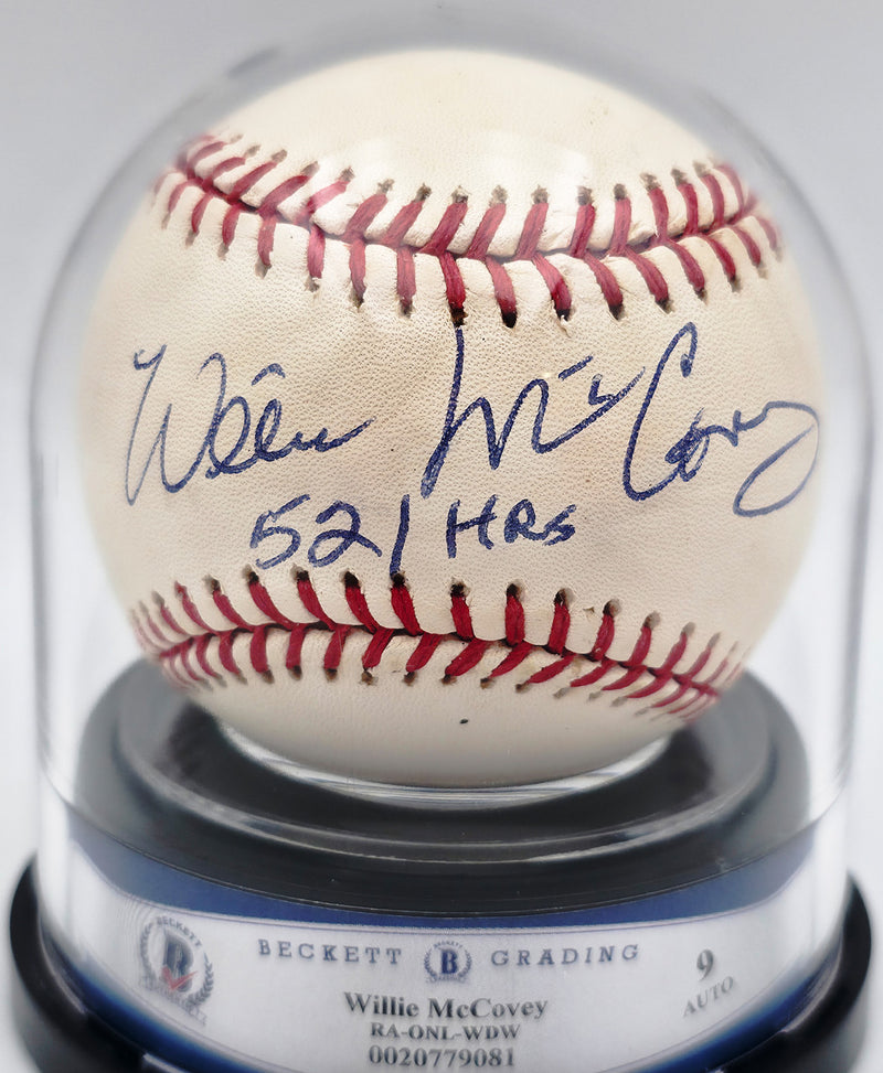 Willie McCovey Autographed Official NL Baseball San Francisco Giants Auto Grade Mint 9 "521 HR's" Beckett BAS #20779081