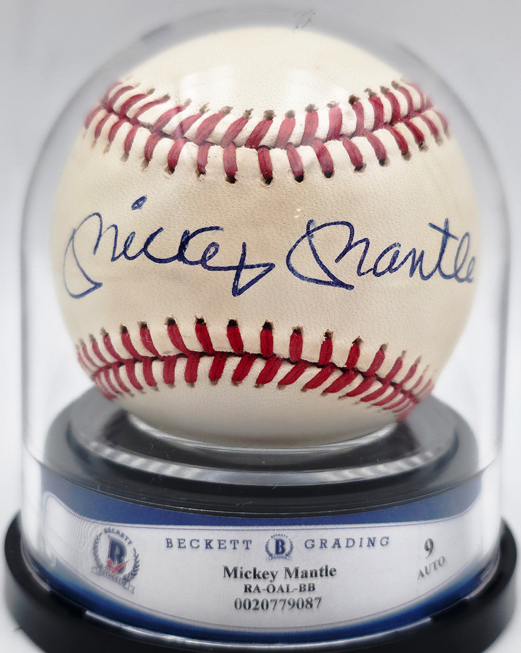 Mickey Mantle Autographed Official AL Baseball New York Yankees Auto Grade Mint 9 Beckett BAS #20779087