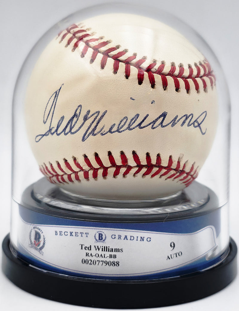 Ted Williams Autographed Official AL Baseball Boston Red Sox Auto Grade Mint 9 Beckett BAS #20779088