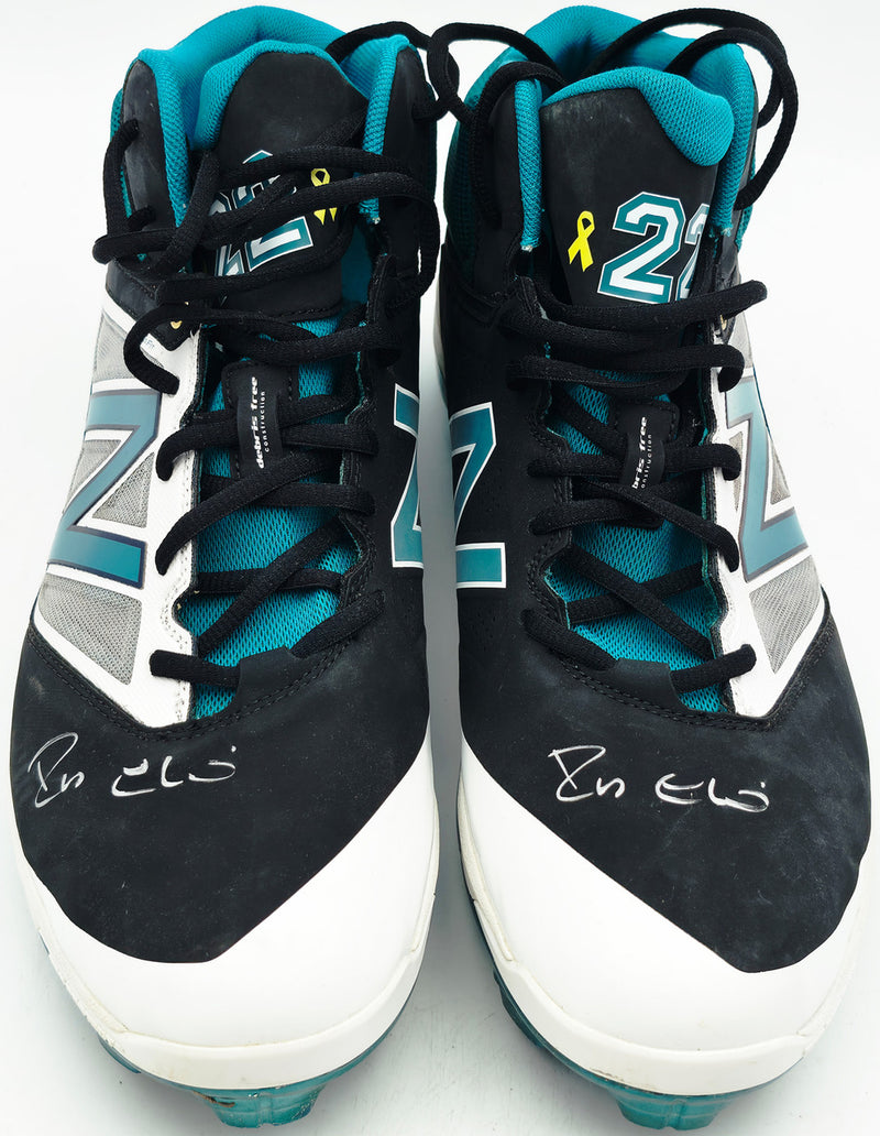 Robinson Cano Autographed Game Used Black & Teal New Balance Cleats (Dual Signed) Seattle Mariners Size 13 PSA/DNA #7A96547 & 7A96548