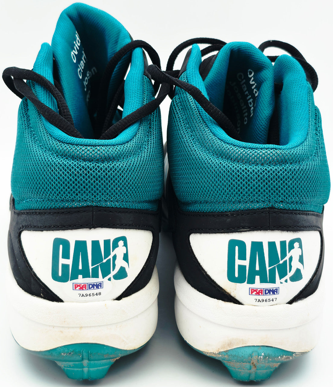 Robinson Cano Autographed Game Used Black & Teal New Balance Cleats (Dual Signed) Seattle Mariners Size 13 PSA/DNA #7A96547 & 7A96548