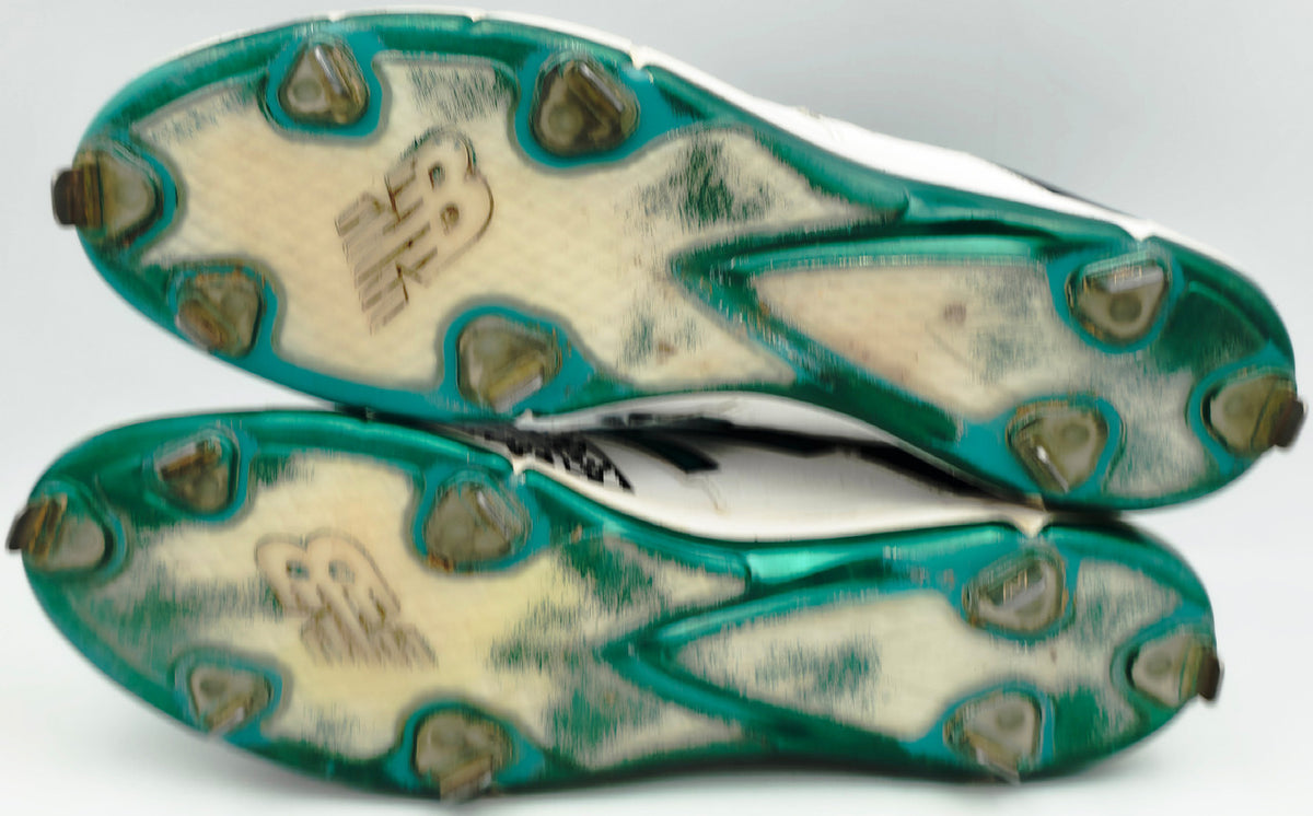Robinson Cano Autographed Game Used White & Teal New Balance Cleats (Dual Signed) Seattle Mariners Size 13 PSA/DNA #7A96575 & 7A96576