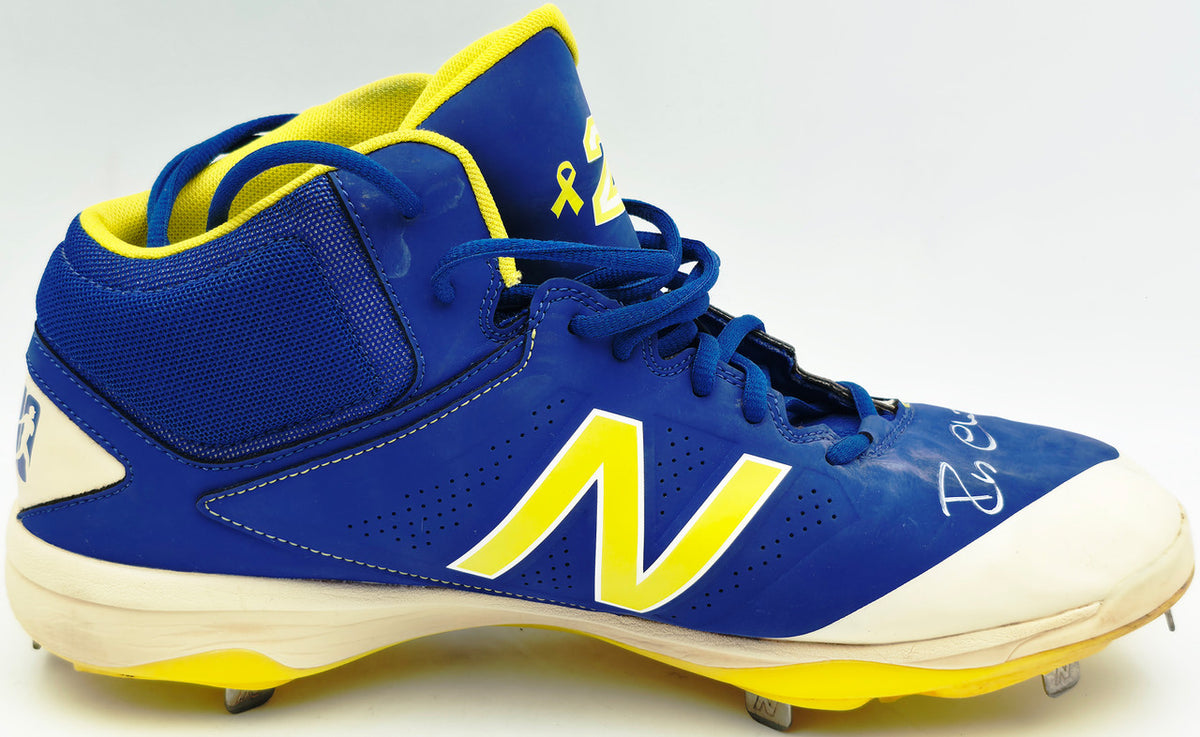 Robinson Cano Autographed Game Used Blue & Yellow New Balance Cleats (Dual Signed) Seattle Mariners Size 13 PSA/DNA #7A96585 & 7A96586