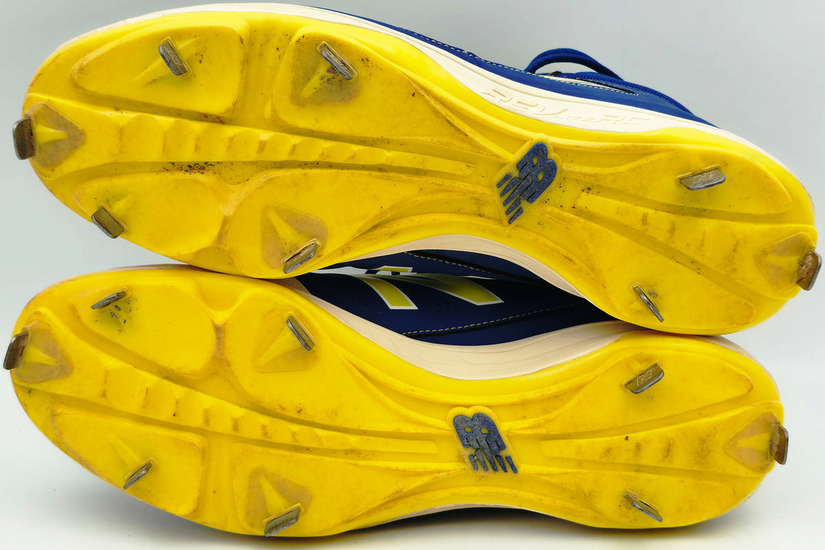 Robinson Cano Autographed Game Used Blue & Yellow New Balance Cleats (Dual Signed) Seattle Mariners Size 13 PSA/DNA #7A96585 & 7A96586
