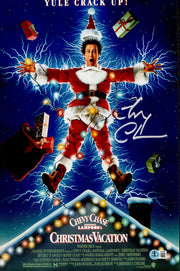Chevy Chase Autographed 11x17 Christmas Vacation Movie Poster Clark Griswold Beckett BAS QR #BW23068