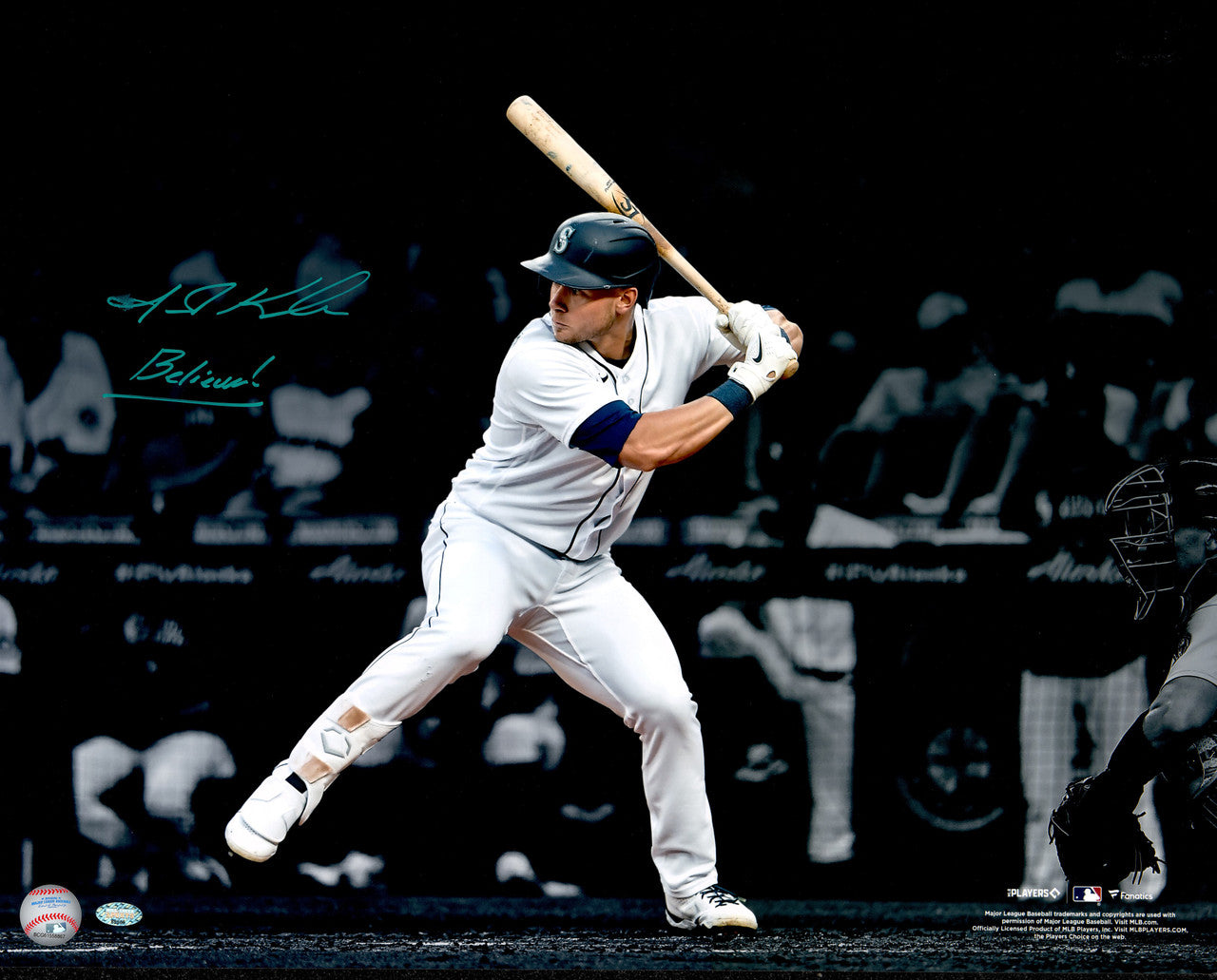 Jarred Kelenic Autographed 16x20 Photo Seattle Mariners "Believe!" (Smudged) MCS Holo #88905