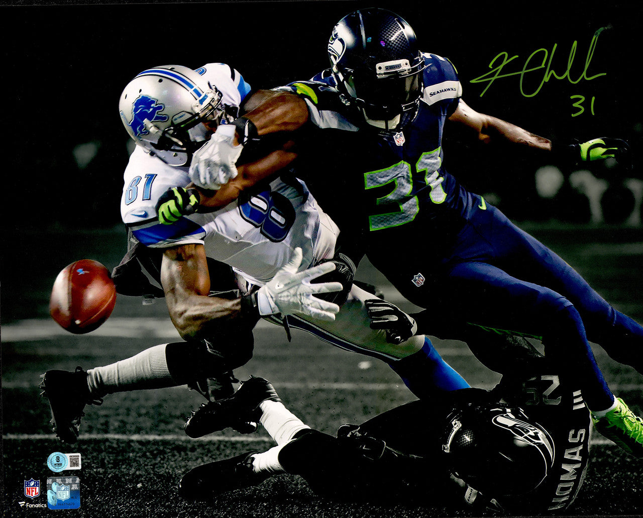 Kam Chancellor Autographed 16x20 Photo Seattle Seahawks (Smudged) Beckett BAS Witness #4W380855