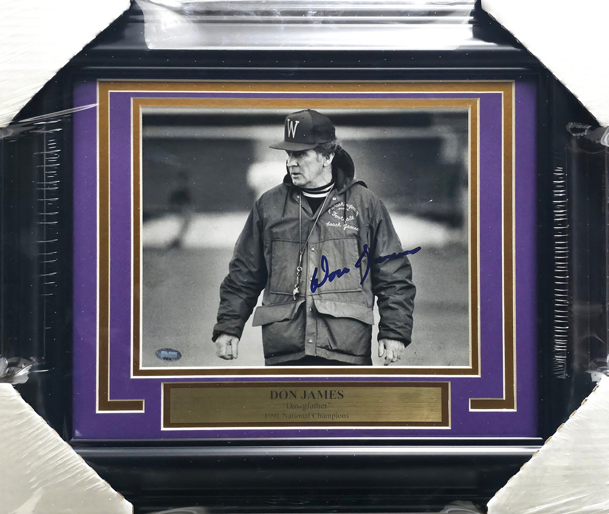Don James Autographed Framed 8x10 Photo Washington Huskies MCS Holo #88810