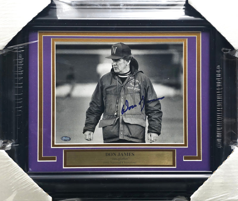 Don James Autographed Framed 8x10 Photo Washington Huskies MCS Holo #88810