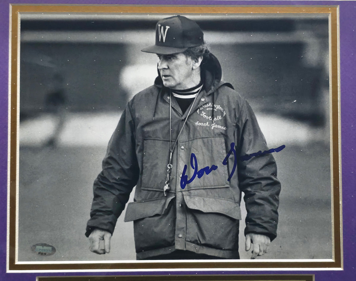 Don James Autographed Framed 8x10 Photo Washington Huskies MCS Holo #88810