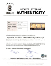Tiger Woods, Jack Nicklaus & Arnold Palmer Autographed Framed 'Legends of Golf' 12x30 Photo Beckett BAS, PSA/DNA & UDA Holo #BAJ56321