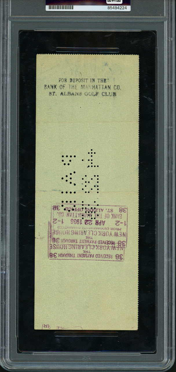 Babe Ruth Autographed 3x8.5 Check New York Yankees PSA/DNA #85494224