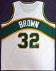 Seattle Sonics Fred Brown Autographed White Jersey MCS Holo Stock #106744