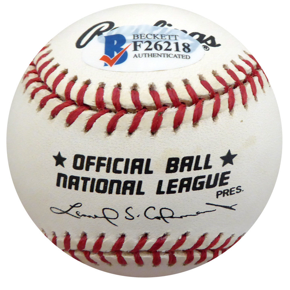 Frenchy Bordagaray Autographed Official NL Baseball Brooklyn Dodgers Beckett BAS #F26218