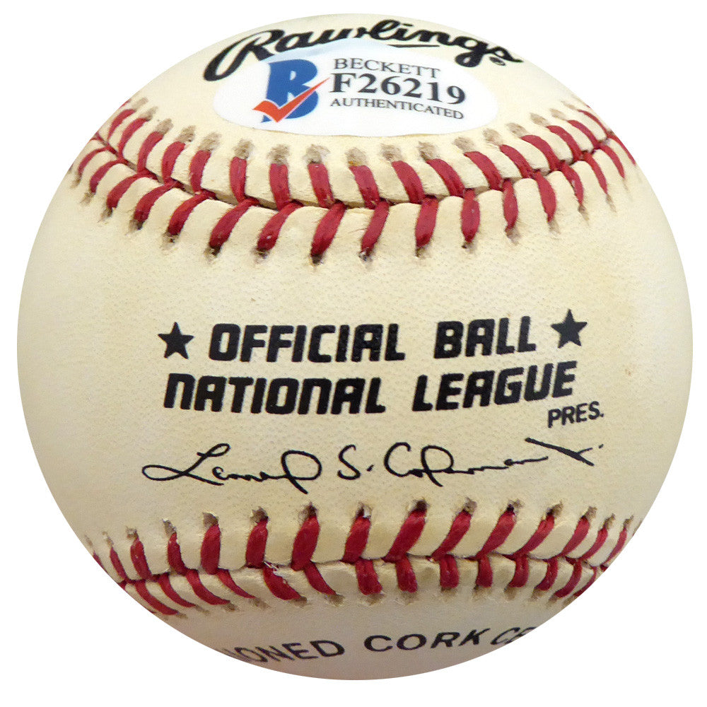 Frenchy Bordagaray Autographed Official NL Baseball Brooklyn Dodgers Beckett BAS #F26219