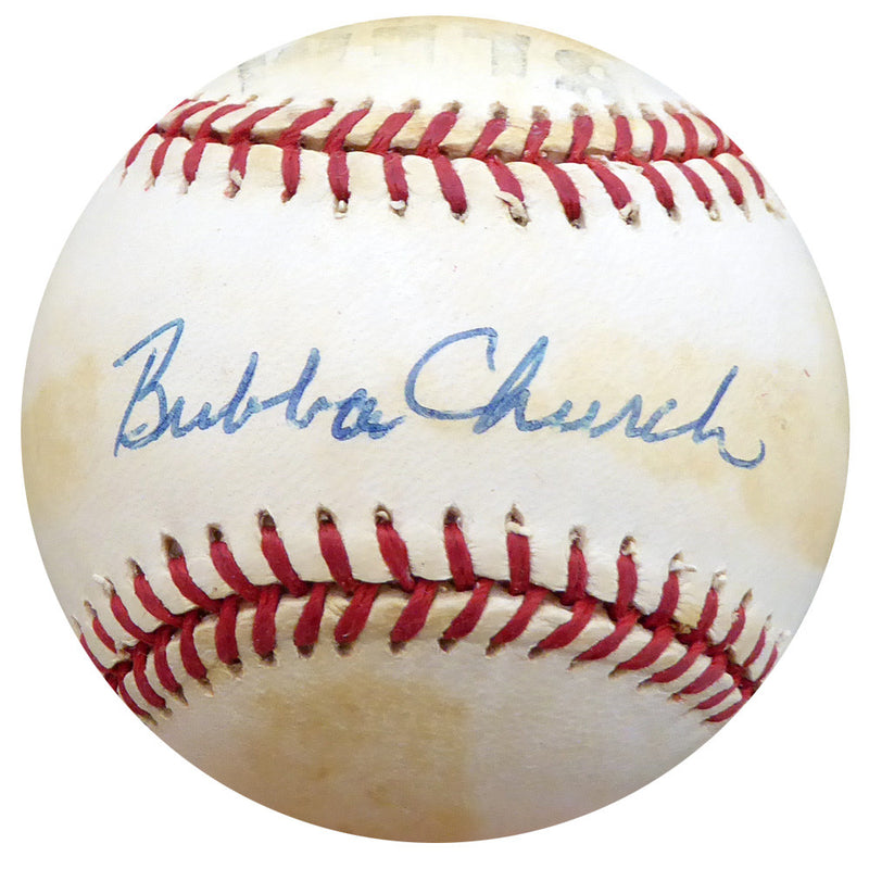 Bubba Church Autographed Official AL Baseball Philadelphia Phillies, Cincinnati Reds Beckett BAS #F26464
