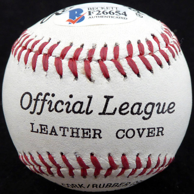 Tom Ferrick Autographed Official OL Baseball New York Yankees Beckett BAS #F26654