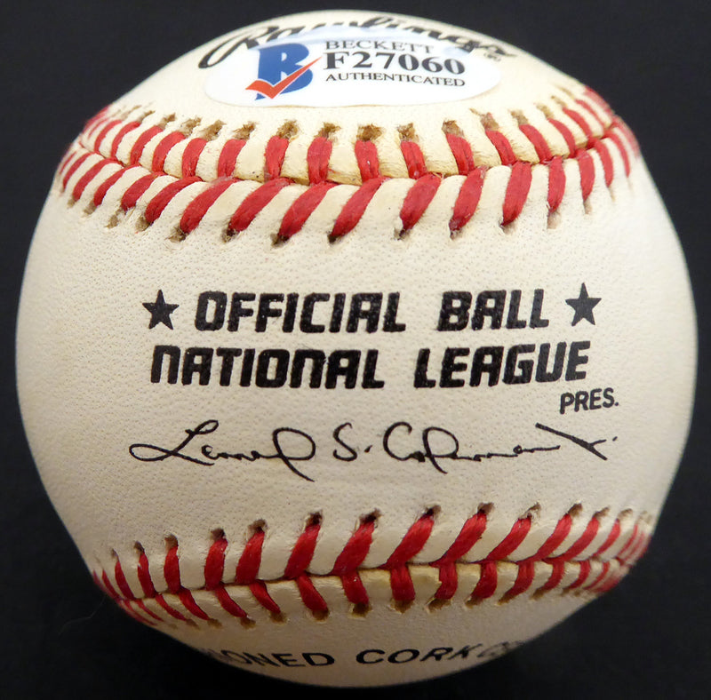 Ed Miksis Autographed Official NL Baseball Brooklyn Dodgers Beckett BAS #F27060