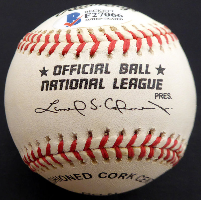 Ed Miksis Autographed Official NL Baseball Brooklyn Dodgers Beckett BAS #F27066