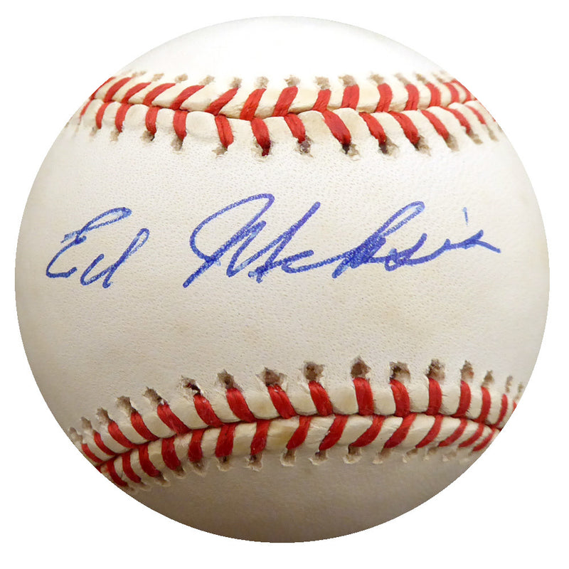 Ed Miksis Autographed Official NL Baseball Brooklyn Dodgers Beckett BAS #F27122