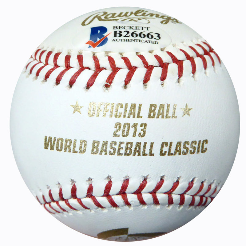 Jose De Leon Autographed Official 2013 WBC Baseball Los Angeles Dodgers Beckett BAS #B26663