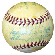 Amos Strunk Autographed Official AL Harridge Baseball Philadelphia Oakland A's "Athletics 1910-1917" Vintage Beckett BAS #B26660