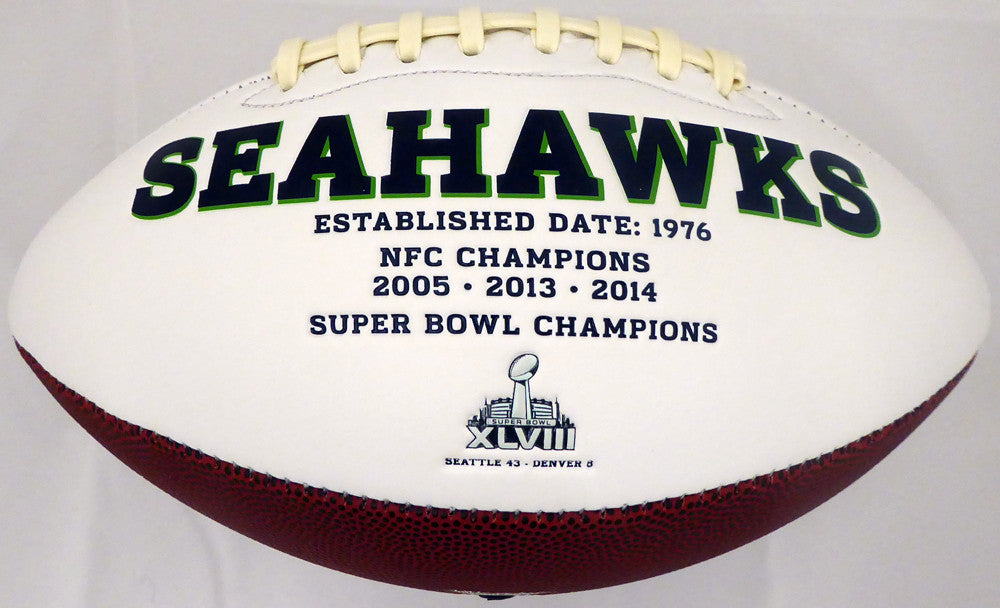Unsigned Seattle Seahawks White Logo Football Stock #105665