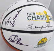 1978-79 NBA Champions Seattle Supersonics Multi Signed Autographed Basketball With 9 Signatures Including Fred Brown & Lenny Wilkens MCS Holo Stock #145851