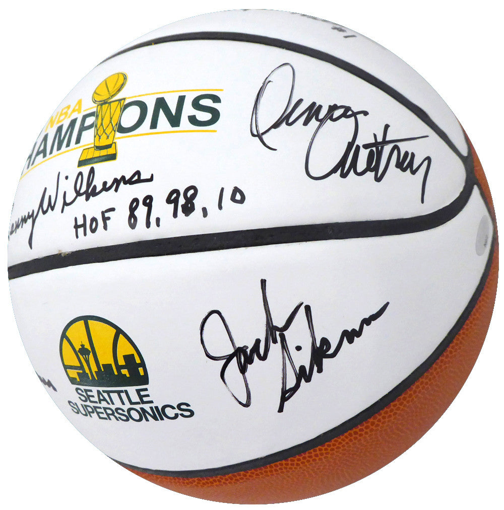1978-79 NBA Champions Seattle Supersonics Multi Signed Autographed Basketball With 9 Signatures Including Fred Brown & Lenny Wilkens "HOF 89, 98, 10" MCS Holo Stock #145852