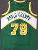 1978-79 NBA Champions Seattle Supersonics Multi Signed Autographed Green Jersey With 9 Signatures Including Fred Brown & Lenny Wilkens MCS Holo Stock #145849