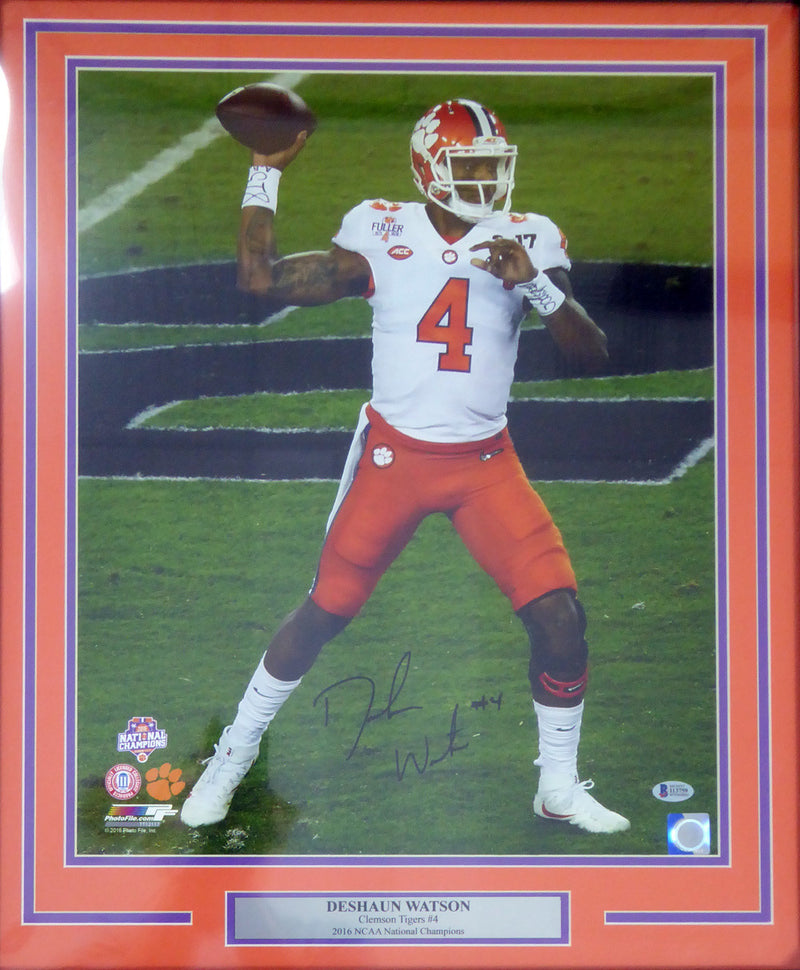 Deshaun Watson Autographed Framed 16x20 Photo Clemson Tigers Beckett BAS Stock #123721