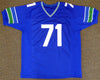 Seattle Seahawks Walter Jones Autographed Blue Jersey MCS Holo Stock #124675