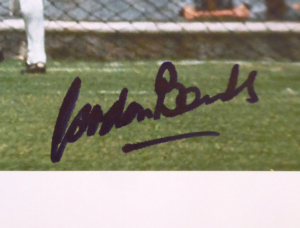 Pele & Gordon Banks Autographed Framed 20x30 Canvas Photo "The Greatest Save" 1970 World Cup Beckett BAS Stock #177858