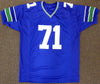 Seattle Seahawks Walter Jones Autographed Blue Jersey "HOF '14" MCS Holo Stock #165118