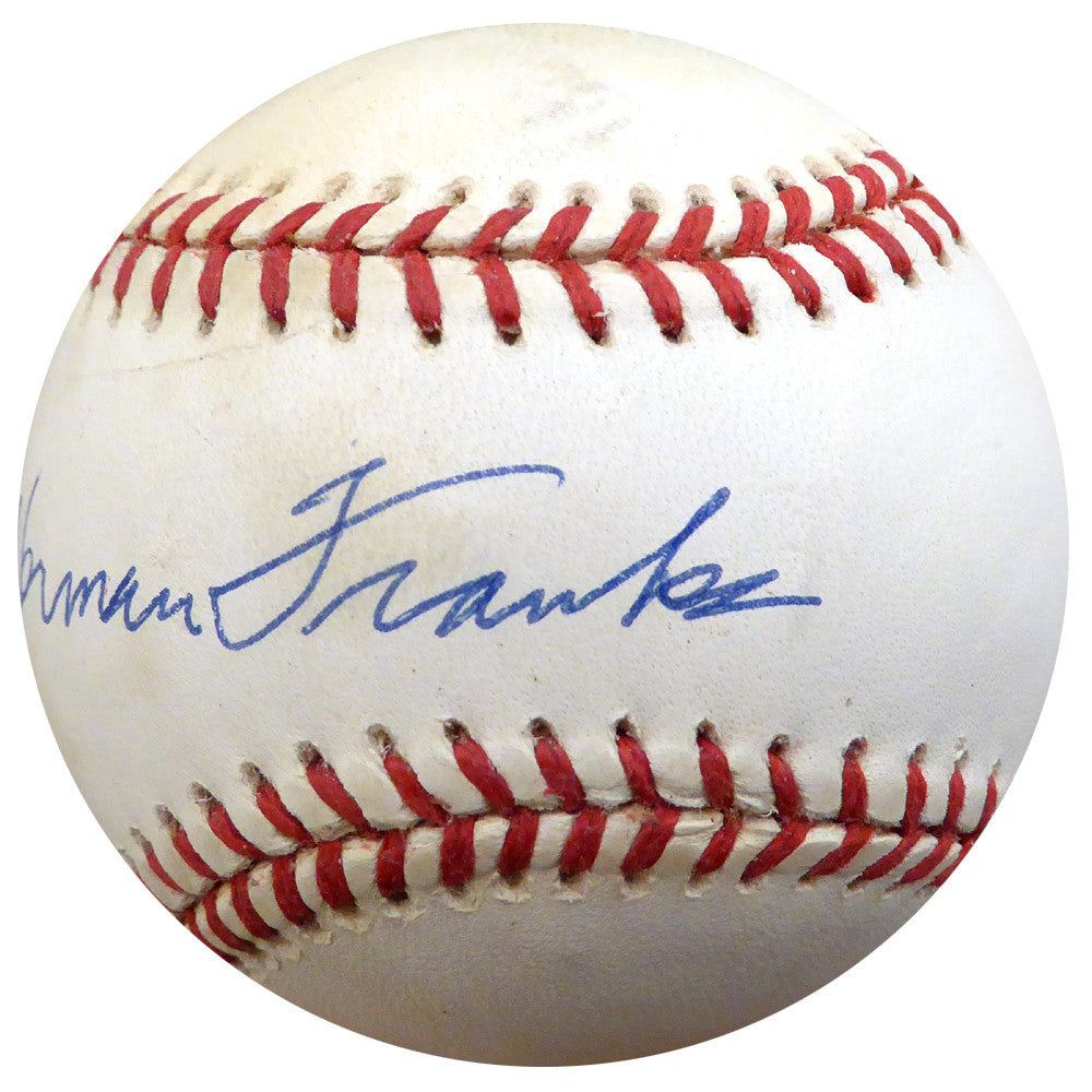 Herman Franks Autographed Official NL Baseball Brooklyn Dodgers Beckett BAS #F26555