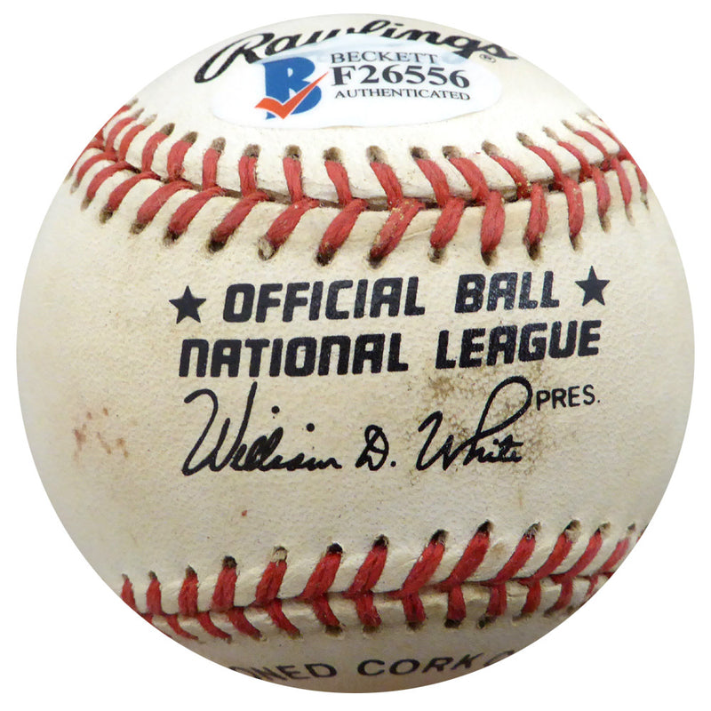 Herman Franks Autographed Official NL Baseball Brooklyn Dodgers Beckett BAS #F26556