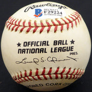 Larry Jansen Autographed Official NL Baseball New York Giants Beckett BAS #F29224