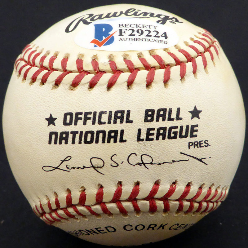 Larry Jansen Autographed Official NL Baseball New York Giants Beckett BAS #F29224