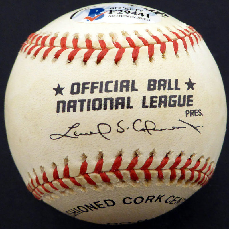 Billy Loes Autographed Official NL Baseball Brooklyn Dodgers Beckett BAS #F29441